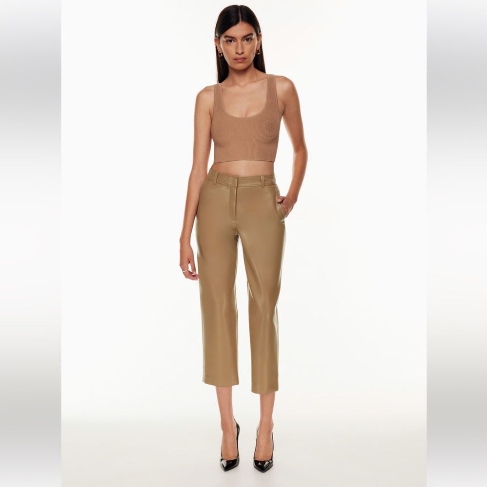Aritzia Babaton Command Cropped leather pants in camel